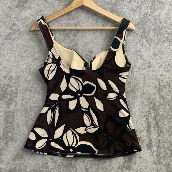 Miraclesuit Tankini Women's Sz 10 Brown Floral Myrra Underwire Bra Swim Suit Top - Picture 6 of 8